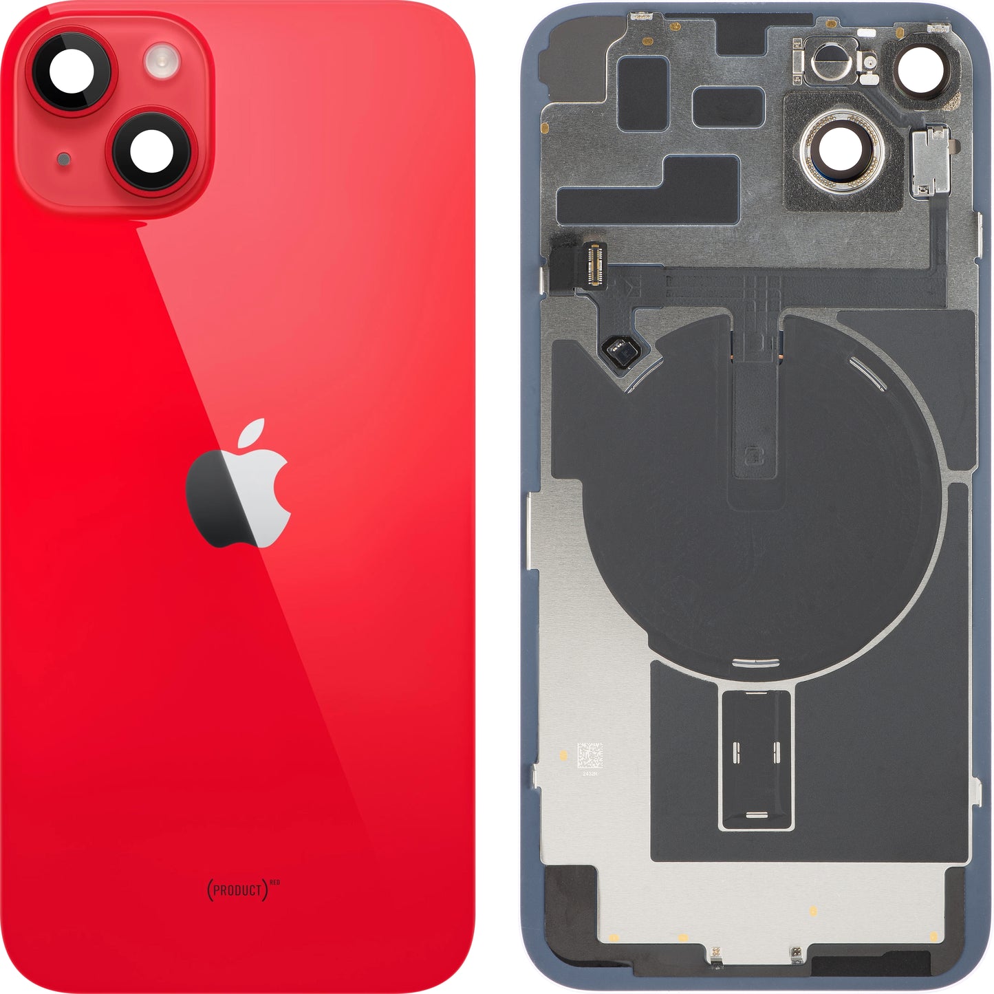 Poklopac baterije Apple iPhone 14 Plus, s kućištem u sredini, Komplet dijelova, Crvena, Zamjena