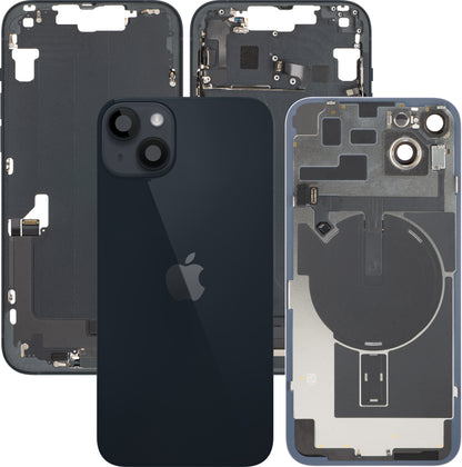 Poklopac baterije Apple iPhone 14 Plus, s kućištem u sredini, kompletni dijelovi, crni (Midnight), zamjena