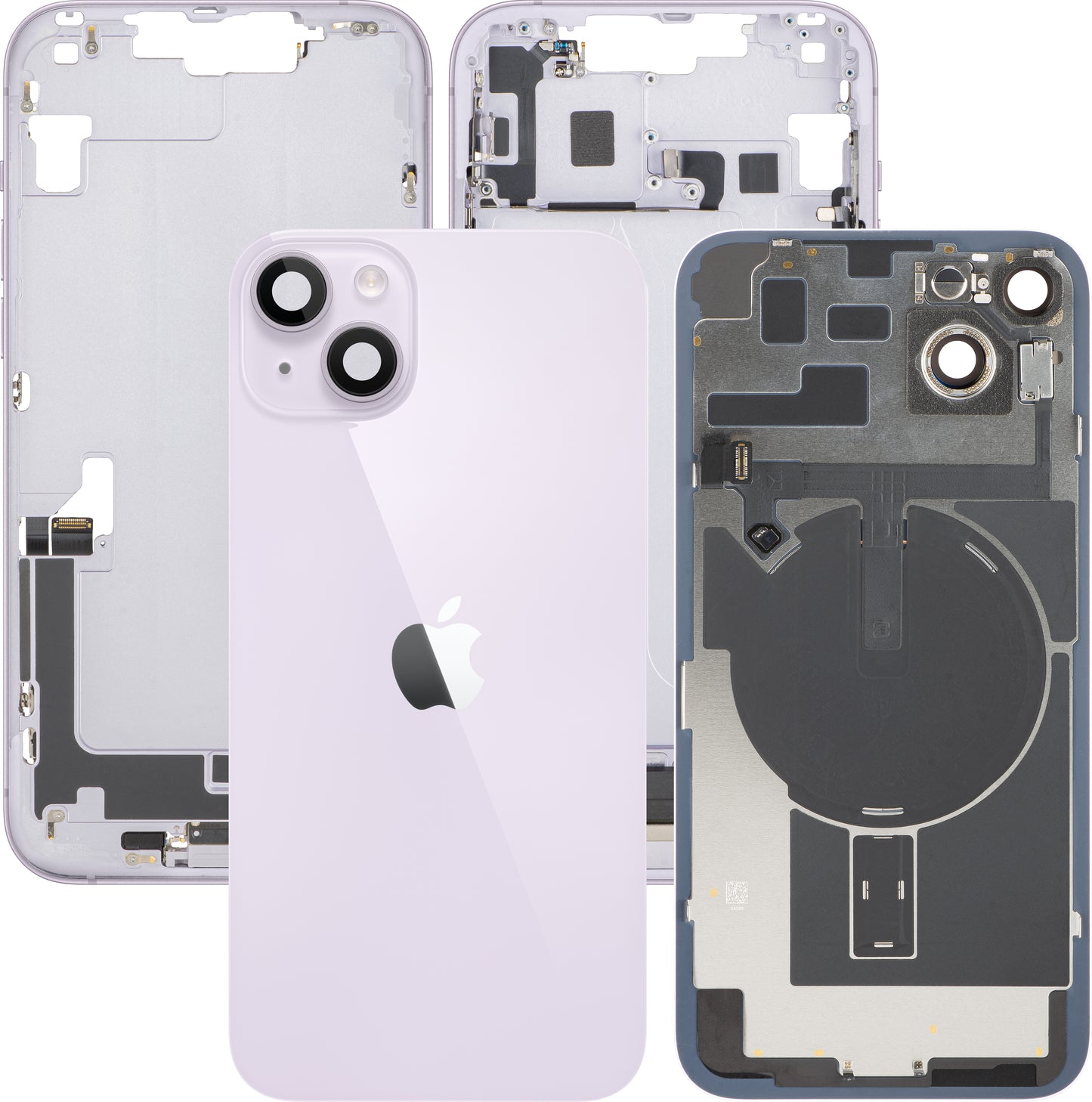 Poklopac baterije Apple iPhone 14 Plus, s kućištem u sredini, Komplet dijelova, Ljubičasta, Zamjena
