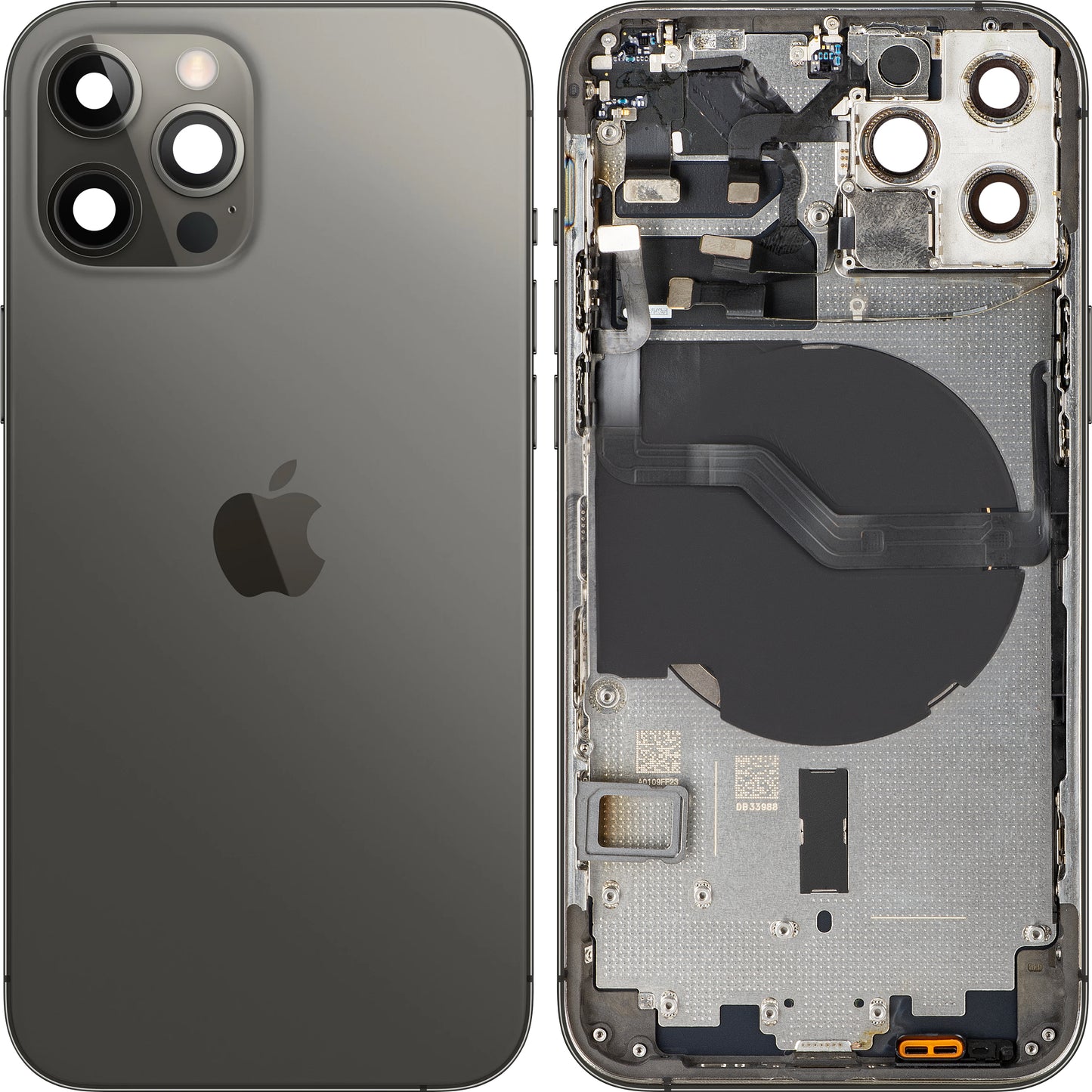 Poklopac baterije kompatibilan s Apple iPhone 12 Pro, Srednji kućište, Crni