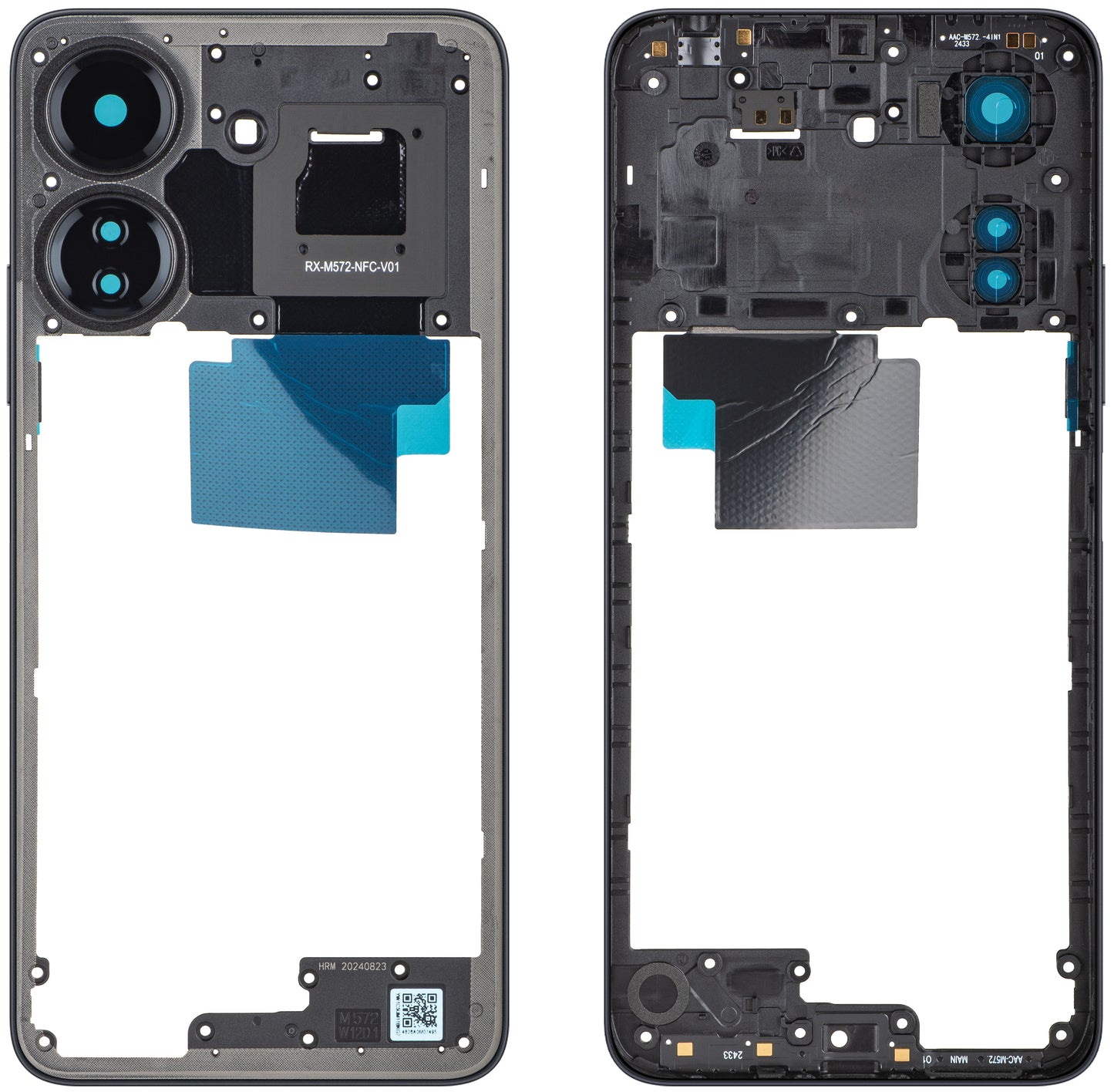 Srednji okvir Xiaomi Redmi 13C NFC / Poco C65, Crni, Service Pack 560001C3UP00