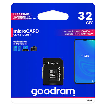microSDHC memorijska kartica GoodRam, 32Gb, Klasa 10 / UHS-1 U1, S adapterom