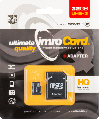 Memorijska kartica microSDHC Imro, 32Gb, Klasa 10 / UHS-1 U3, S adapterom