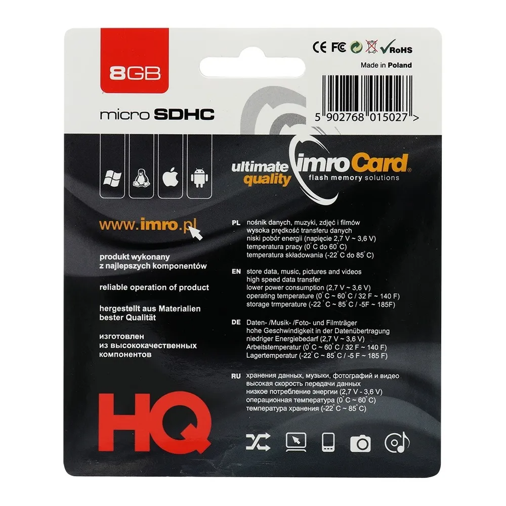 Memorijska kartica microSDHC Imro, 8Gb, Klasa 4