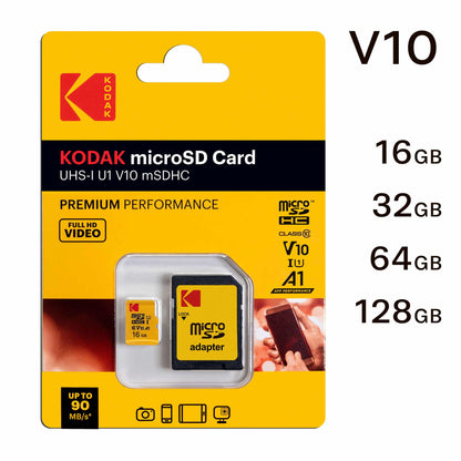 Memorijska kartica microSDHC Kodak Premium Performance, 16Gb, Klasa 10 / UHS-1 U1, S adapterom EKMSDM16GHC10K