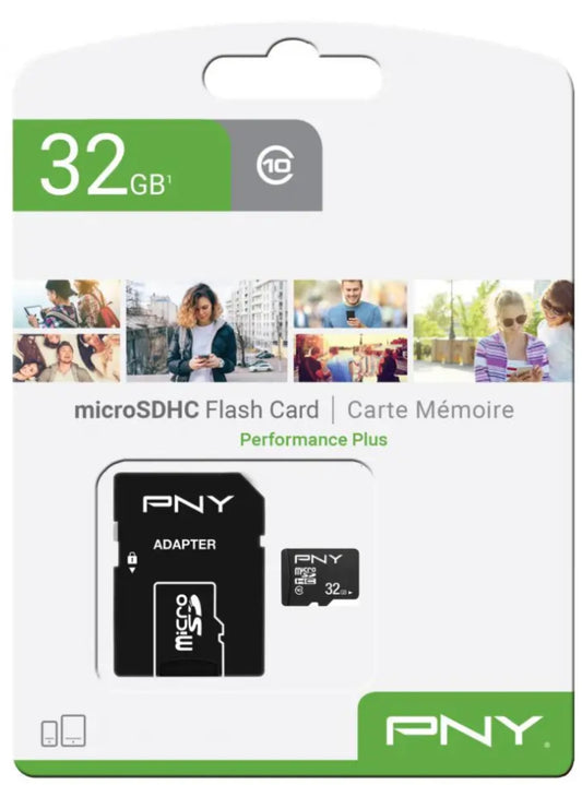 Memorijska kartica microSDHC PNY Performance Plus, 32Gb, Klasa 10, S adapterom P-SDU32G10PPL-GE