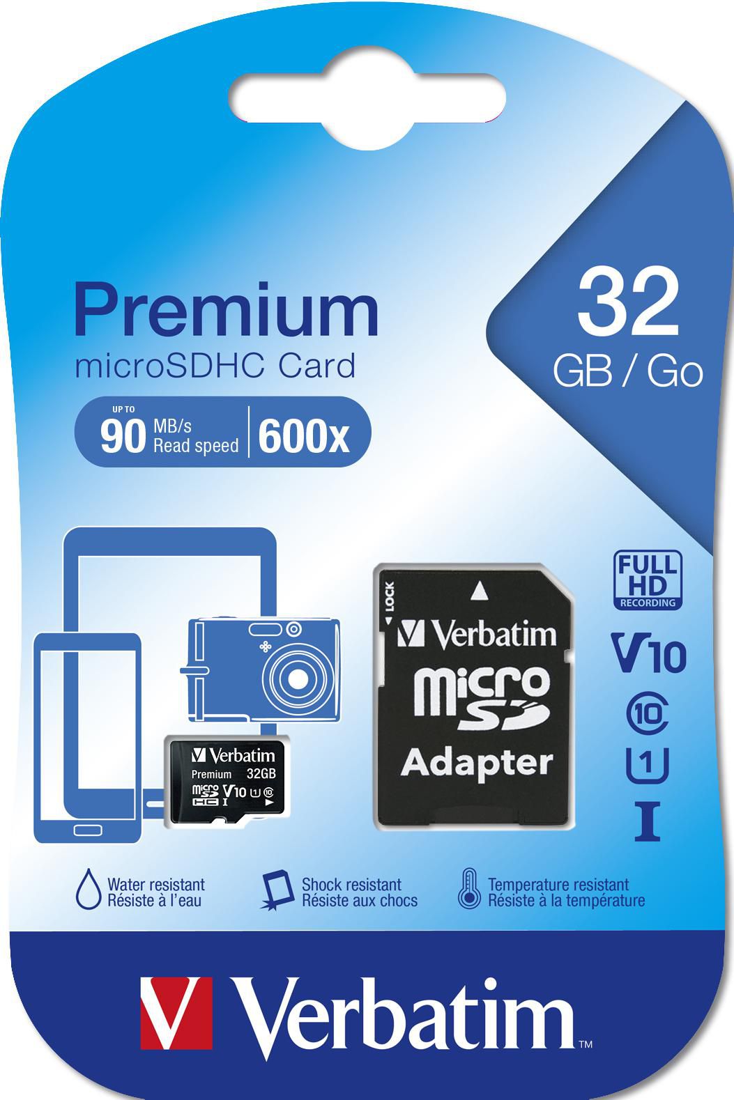 Memorijska kartica microSDHC Verbatim, 32Gb, Klasa 10 / UHS-1 U1, S Adapterom