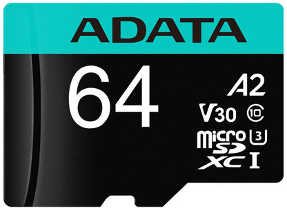 Memorijska kartica microSDXC Adata Premier Pro, 64Gb, Klasa 10 / UHS-1 U3, S adapterom AUSDX64GUI3V30SA2-RA1