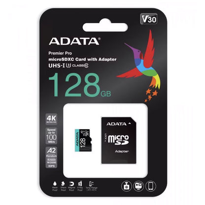 Memorijska kartica microSDXC Adata Premier Pro, 128GB, Klasa 10 / UHS-1 U3, S adapterom AUSDX128GUI3V30SA2-RA1