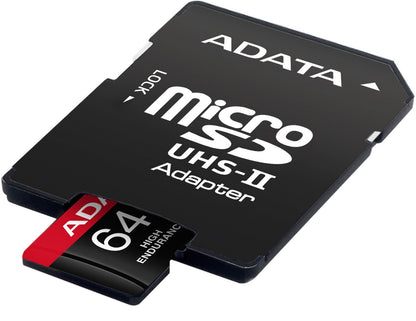 Memorijska kartica microSDXC Adata High Endurance, 64Gb, Klasa 10 / UHS-1 U3, S adapterom AUSDX64GUI3V30SHA2-RA1