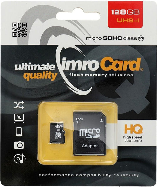 Memorijska kartica microSDXC Imro, 128Gb, Klasa 10 / UHS-1 U1, S adapterom