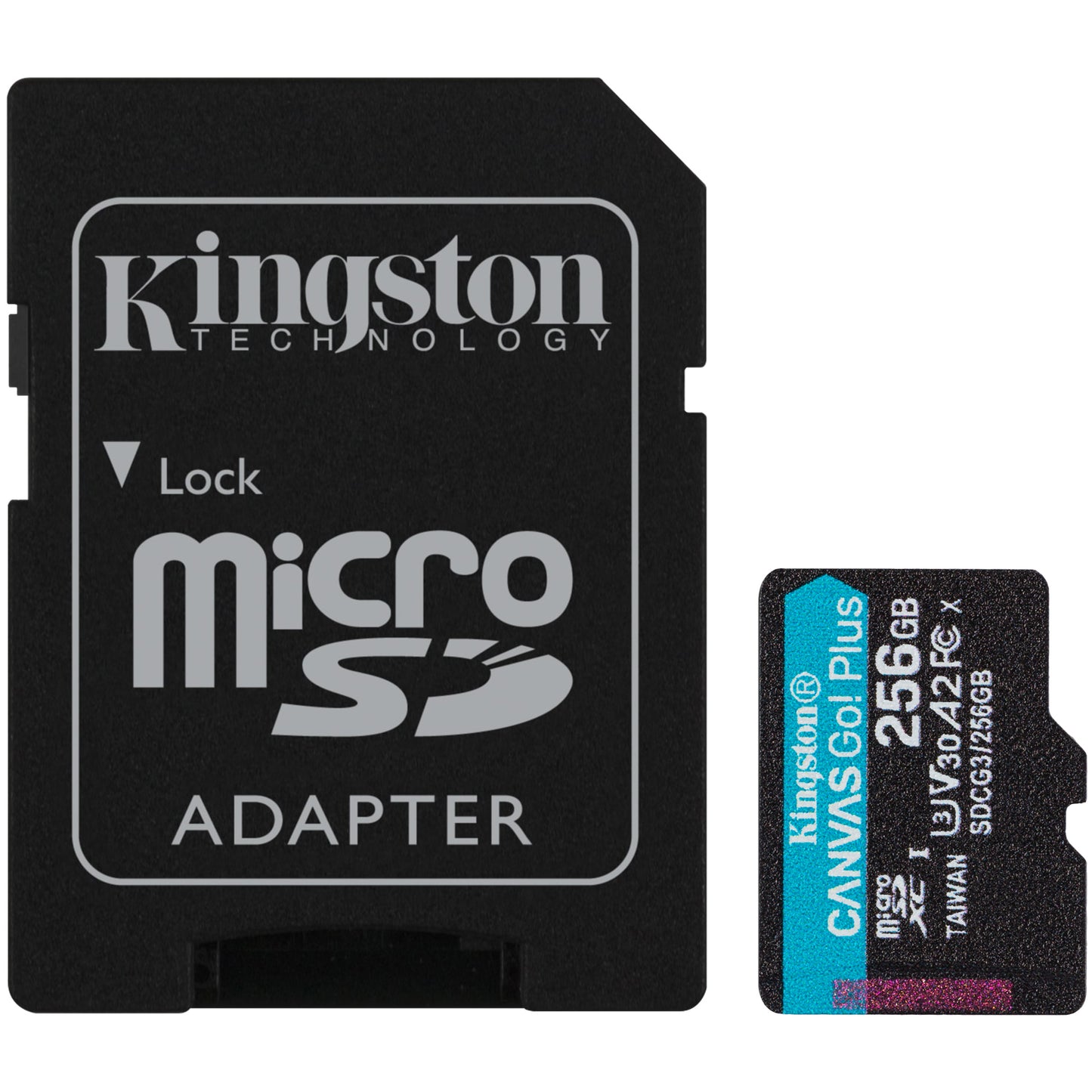 Memorijska kartica microSDXC Kingston Canvas Go Plus, 256Gb, Klasa 10 / UHS-1 U3, s adapterom SDCG3/256GB