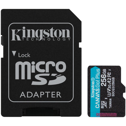 Memorijska kartica microSDXC Kingston Canvas Go Plus, 256Gb, Klasa 10 / UHS-1 U3, s adapterom SDCG3/256GB