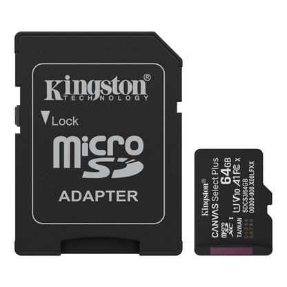 Memorijska kartica microSDXC Kingston Canvas Select Plus Android A1, 64Gb, Klasa 10 / UHS-1 U1, S adapterom SDCS3/64GB