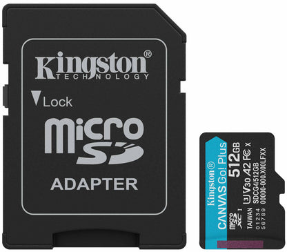 Memorijska kartica microSDXC Kingston Canvas Go Plus Android A2, 512Gb, Klasa 10 / UHS-1 U3, S adapterom SDCG4/512GB
