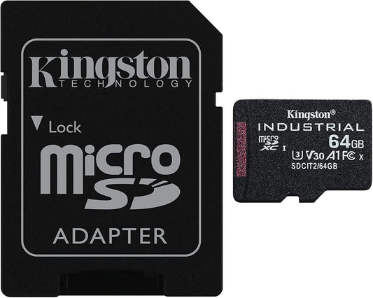 Memorijska kartica microSDXC Kingston Industrial, 64Gb, Klasa 10 / UHS-1 U3, S adapterom SDCIT2/64GB