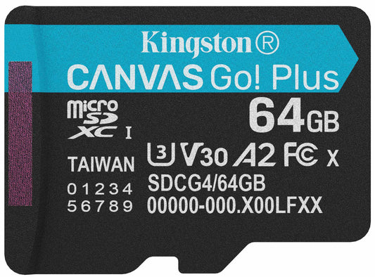Memorijska kartica microSDXC Kingston Canvas Go Plus Android A2, 64Gb, Klasa 10 / UHS-1 U3 SDCG4/64GBSP