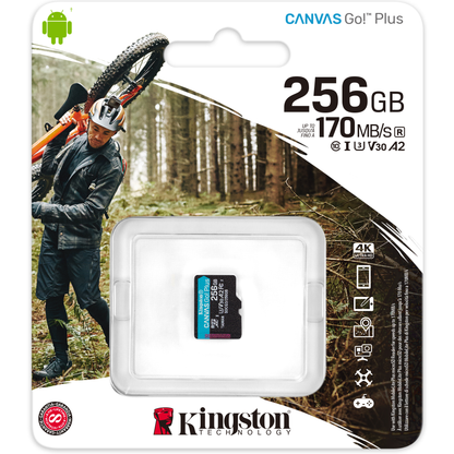 Memorijska kartica microSDXC Kingston Canvas Go Plus, 256Gb, Klasa 10 / UHS-1 U3 SDCG3/256GBSP