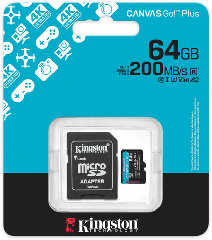 Memorijska kartica microSDXC Kingston Canvas Go Plus Android A2, 64Gb, Klasa 10 / UHS-1 U3, S Adapterom SDCG4/64GB