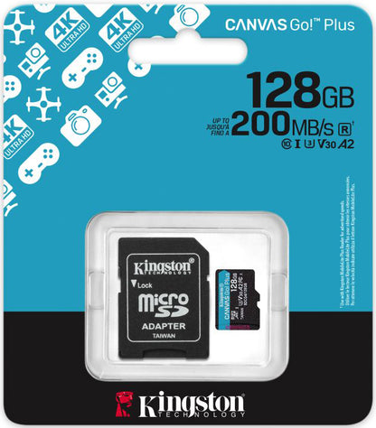 Memorijska kartica microSDXC Kingston Canvas Go Plus Android A2, 128Gb, Klasa 10 / UHS-1 U3, S adapterom SDCG4/128GB