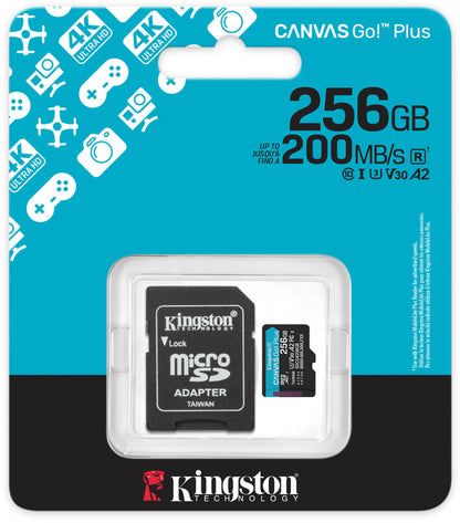 Memorijska kartica microSDXC Kingston Canvas Go Plus Android A2, 256Gb, Klasa 10 / UHS-1 U3, S adapterom SDCG4/256GB