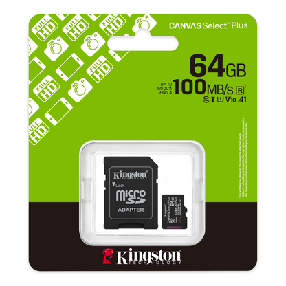 Memorijska kartica microSDXC Kingston Canvas Select Plus Android A1, 64Gb, Klasa 10 / UHS-1 U1, S adapterom SDCS3/64GB