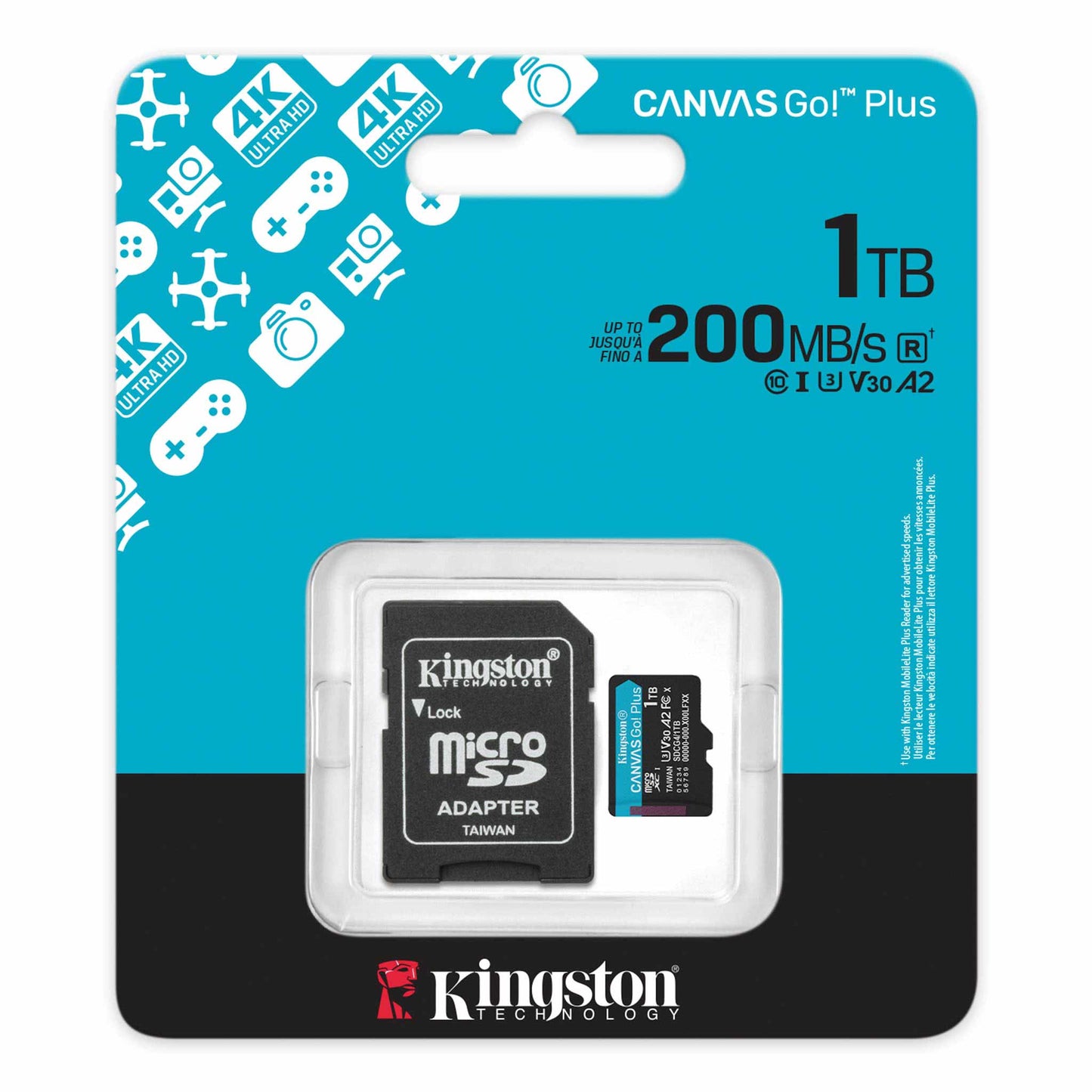 Memorijska kartica microSDXC Kingston Canvas Go Plus Android A2, 1TB, Klasa 10 / UHS-1 U3, S adapterom ‎SDCG4/1TB