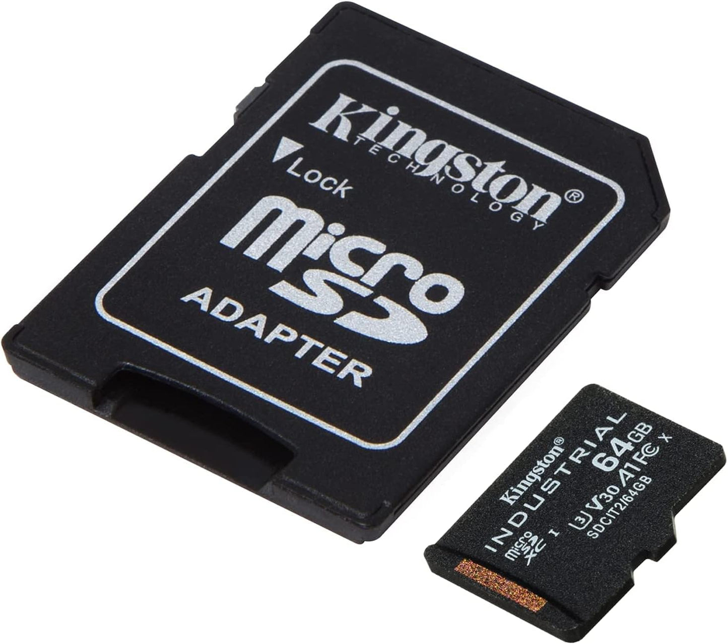 Memorijska kartica microSDXC Kingston Industrial, 64Gb, Klasa 10 / UHS-1 U3, S adapterom SDCIT2/64GB