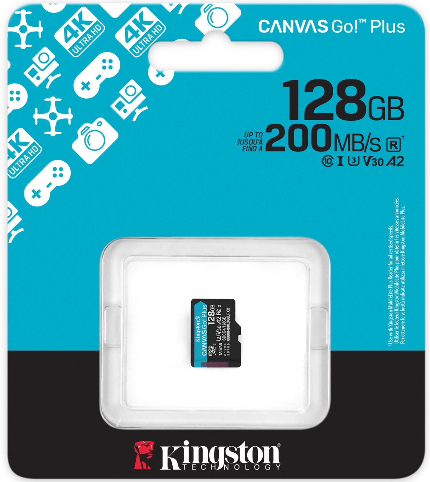 Memorijska kartica microSDXC Kingston Canvas Go Plus Android A2, 128Gb, Klasa 10 / UHS-1 U3 SDCG4/128GBSP