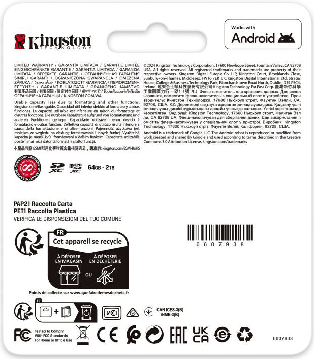 Memorijska kartica microSDXC Kingston Canvas Go Plus Android A2, 128Gb, Klasa 10 / UHS-1 U3, S adapterom SDCG4/128GB