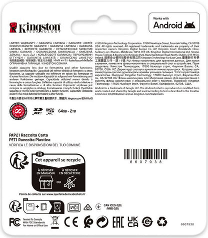 Memorijska kartica microSDXC Kingston Canvas Go Plus Android A2, 128Gb, Klasa 10 / UHS-1 U3, S adapterom SDCG4/128GB