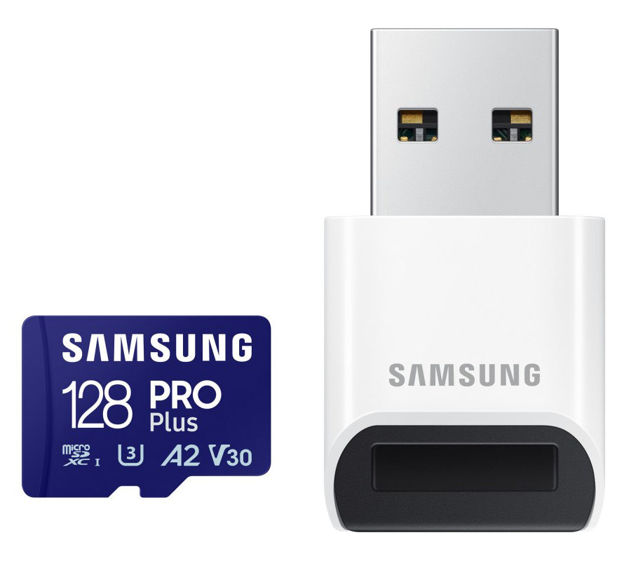 Memorijska kartica microSDXC Samsung PRO Plus, 128Gb, Klasa 10 / UHS-1 U3, s čitačem kartica MB-MD128SB/WW
