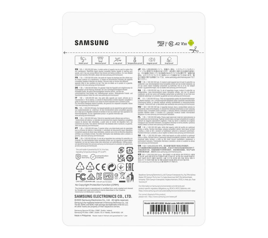 Memorijska kartica microSDXC Samsung PRO Plus, 128Gb, Klasa 10 / UHS-1 U3, s čitačem kartica MB-MD128SB/WW