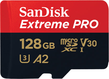 Memorijska kartica microSDXC SanDisk Extreme Pro, 128Gb, Klasa 10 / UHS-1 U3, S adapterom SDSQXCD-128G-GN6MA