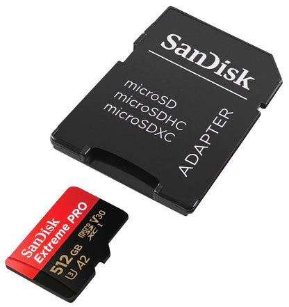 Memorijska kartica microSDXC SanDisk Extreme Pro, 512Gb, Klasa 10 / UHS-1 U3, S adapterom SDSQXCD-512G-GN6MA