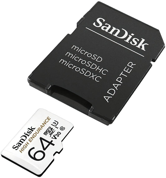 Memorijska kartica microSDXC SanDisk High Endurance, 64Gb, Klasa 10 / UHS-1 U3, S adapterom SDSQQNR-064G-GN6IA