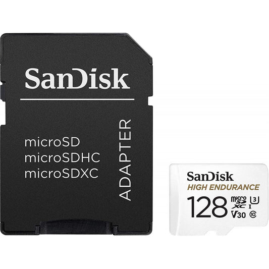 Memorijska kartica microSDXC SanDisk High Endurance, 128Gb, Klasa 10 / UHS-1 U3, S adapterom SDSQQNR-128G-GN6IA