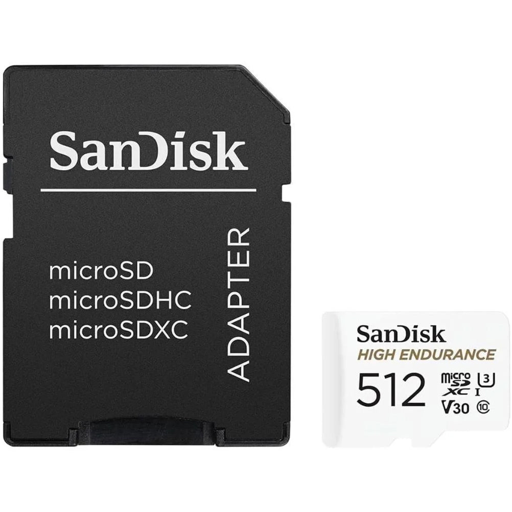 Memorijska kartica microSDXC SanDisk High Endurance, 512Gb, Klasa 10 / UHS-1 U3, S adapterom SDSQQNR-512G-GN6IA