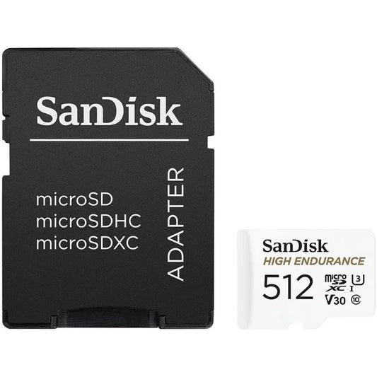 Memorijska kartica microSDXC SanDisk High Endurance, 512Gb, Klasa 10 / UHS-1 U3, S adapterom SDSQQNR-512G-GN6IA