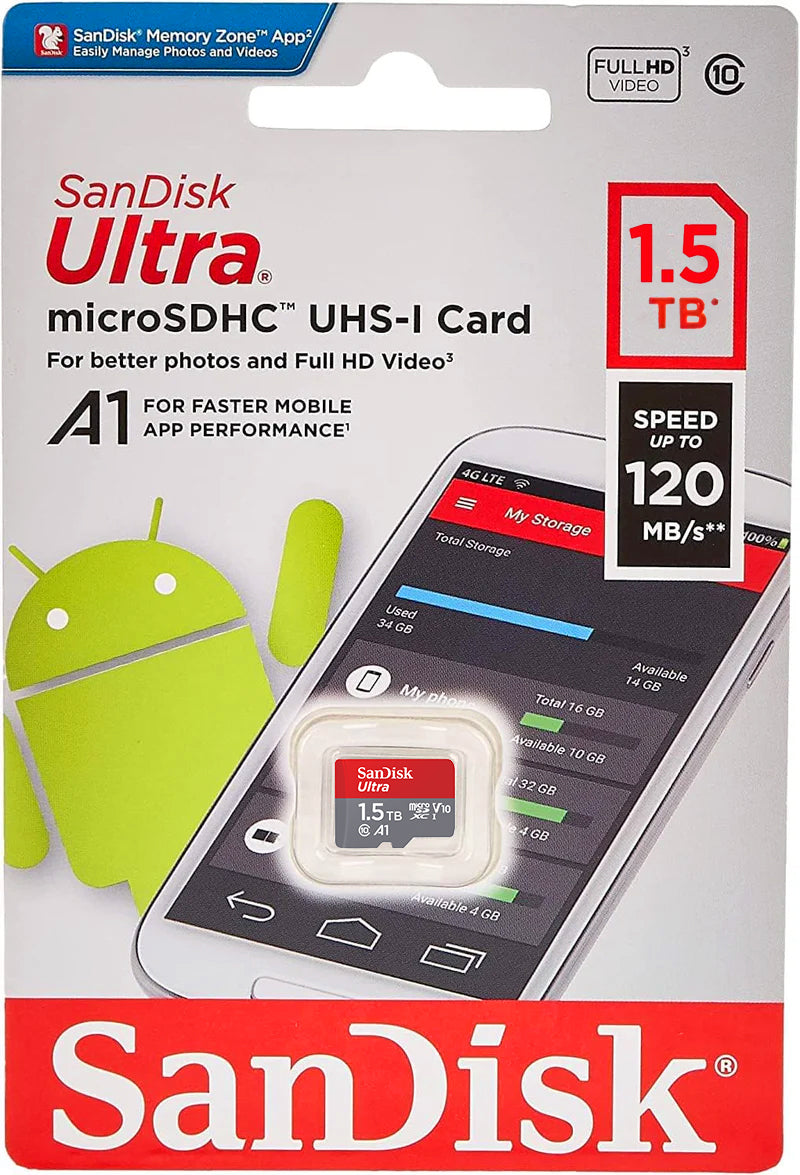 Memorijska kartica microSDXC SanDisk Ultra Android A1, 1.5TB, Klasa 10 / UHS-1 U1 SDSQUAC-1T50-GN6MN