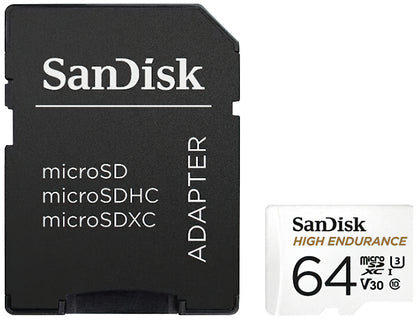Memorijska kartica microSDXC SanDisk High Endurance, 64Gb, Klasa 10 / UHS-1 U3, S adapterom SDSQQNR-064G-GN6IA