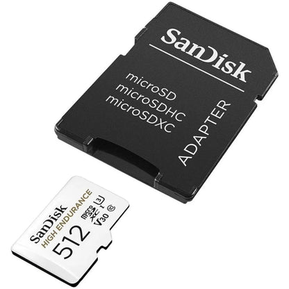 Memorijska kartica microSDXC SanDisk High Endurance, 512Gb, Klasa 10 / UHS-1 U3, S adapterom SDSQQNR-512G-GN6IA