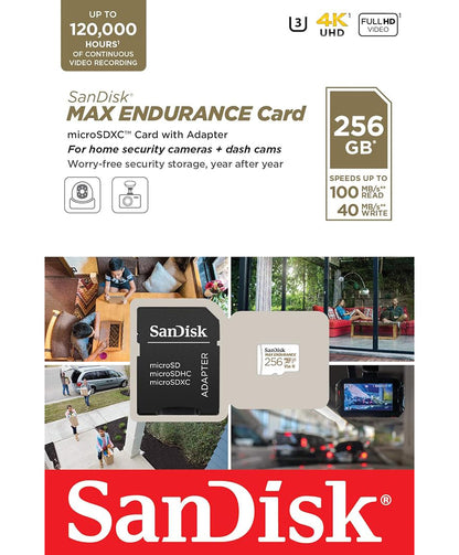 Memorijska kartica microSDXC SanDisk MAX Endurance, 256Gb, Klasa 10 / UHS-1 U3, S adapterom SDSQQVR-256G-GN6IA