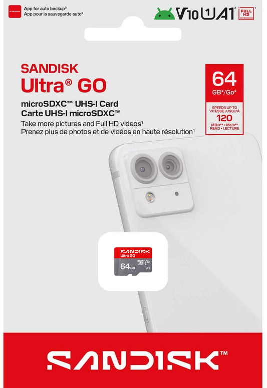 Memorijska kartica microSDXC SanDisk Ultra GO Android A1, 64Gb, Klasa 10 / UHS-1 U1 SDSQUGN-064G-GN6MN