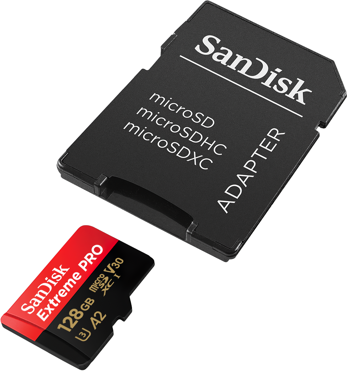 Memorijska kartica microSDXC SanDisk Extreme Pro, 128Gb, Klasa 10 / UHS-1 U3, S adapterom SDSQXCD-128G-GN6MA