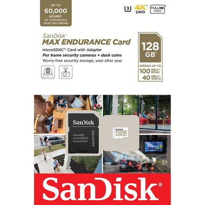 Memorijska kartica microSDXC SanDisk MAX Endurance, 128Gb, Klasa 10 / UHS-1 U3, S adapterom SDSQQVR-128G-GN6IA