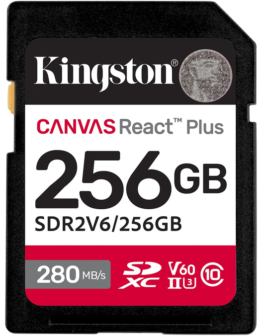 SDXC memorijska kartica Kingston Canvas React Plus, 256Gb, Klasa 10 / UHS-2 U3 SDR2V6/256GB