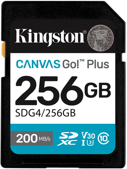 SDXC memorijska kartica Kingston Canvas Go Plus, 256Gb, Klasa 10 / UHS-1 U3 SDG4/256GB