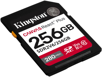 SDXC memorijska kartica Kingston Canvas React Plus, 256Gb, Klasa 10 / UHS-2 U3 SDR2V6/256GB