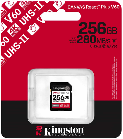 SDXC memorijska kartica Kingston Canvas React Plus, 256Gb, Klasa 10 / UHS-2 U3 SDR2V6/256GB